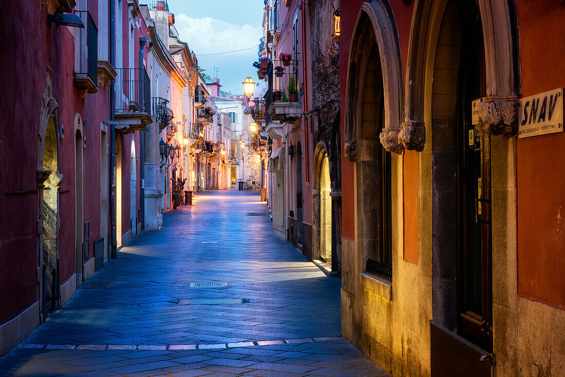 Taormina Street, Taormina, Sicily, Italy, Europe