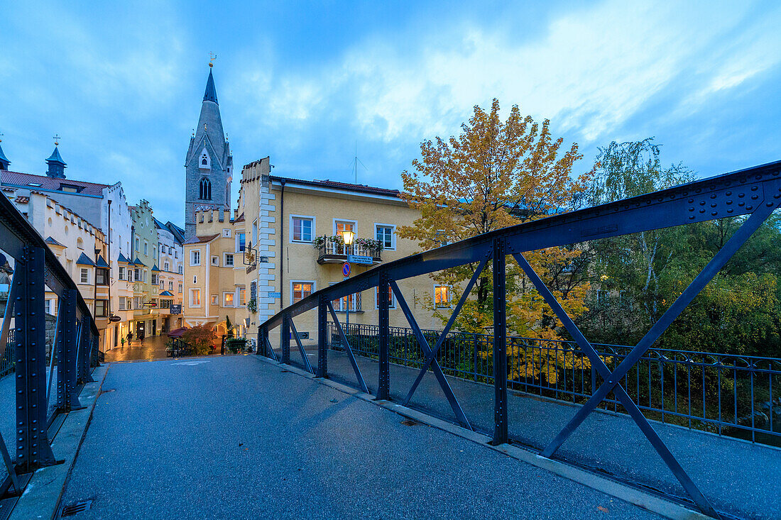 The Eisack River Bridge leading to the historical centre of Brixen (Bressanone), province of Bolzano, South Tyrol, Italy, Europe