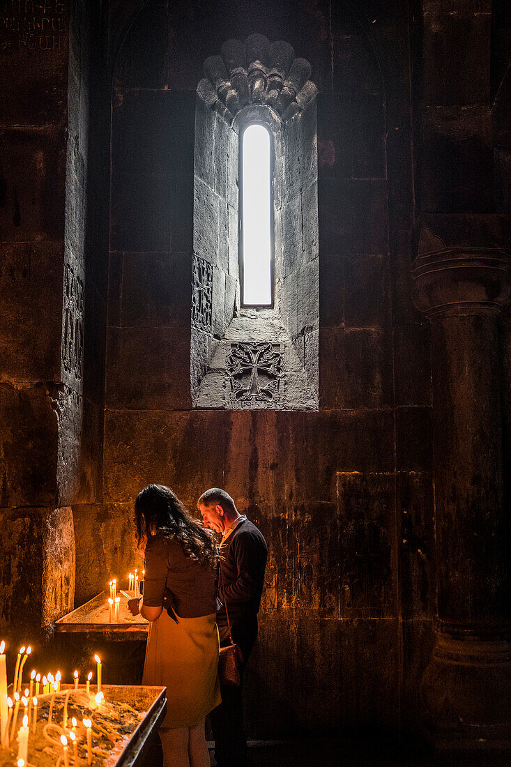 Interior of Geghard Monastery,Kotayk province, Armenia, Caucaus, Eurasia