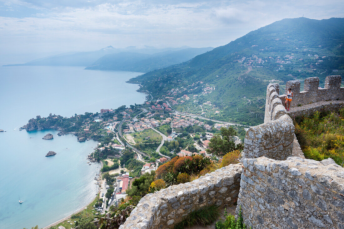 Blick auf Kalura von Rocca Europa, Italien, Sizilien, Cefalù, Palermo