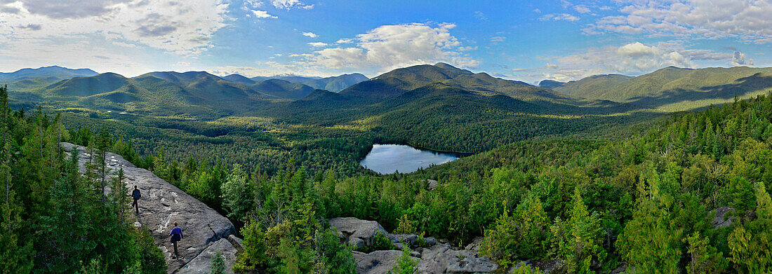 Distant View Of Hikers On The Summit Of Mount Jo In Adirondack Park
