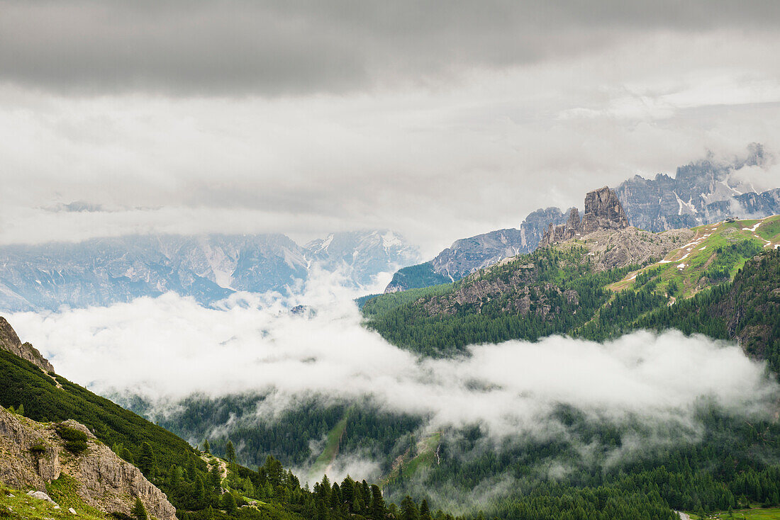 Scenic View Of The Cinque Torri Area From The Lagazuoi