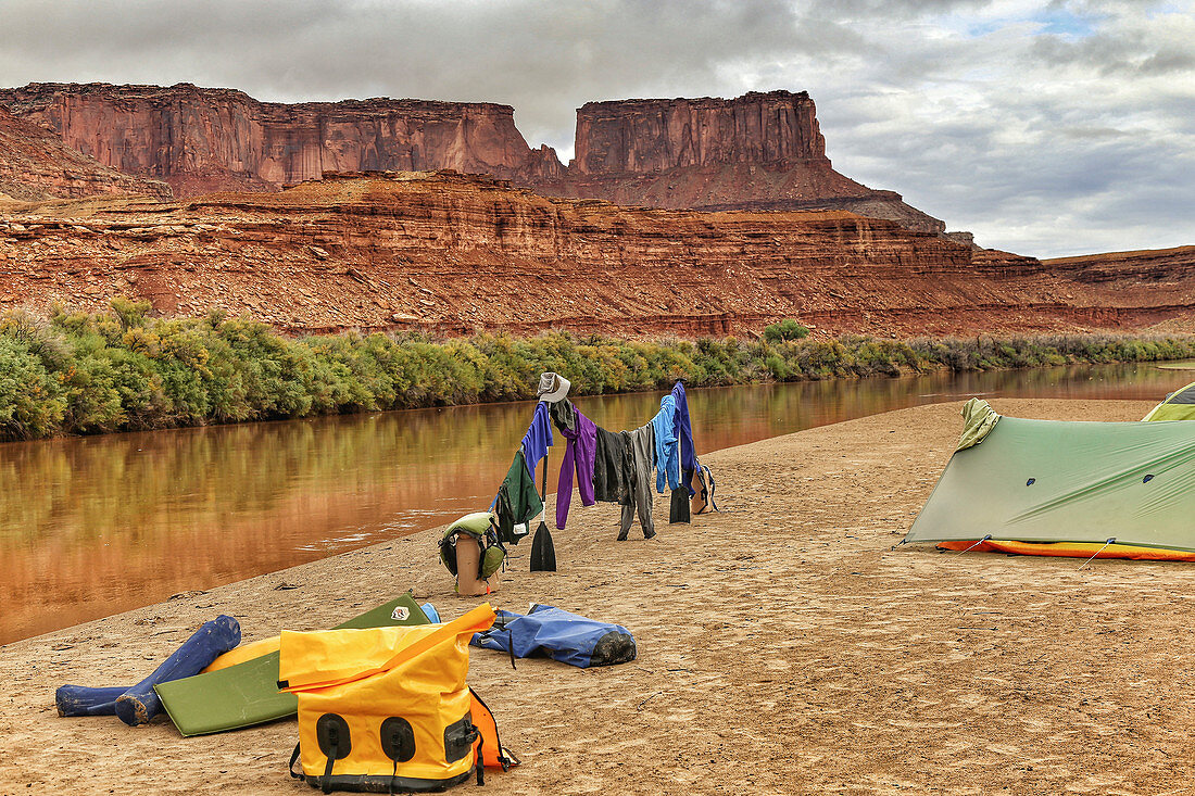 Camping On The Bank Of Green River In Canyonlands National Park, Utah