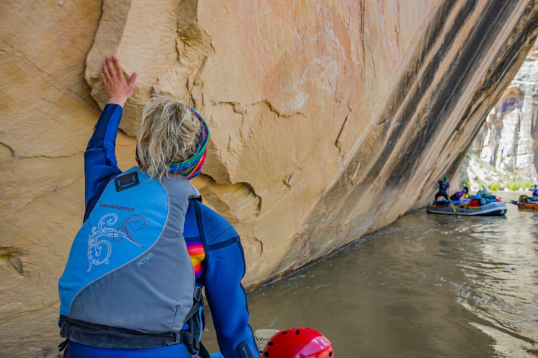 Woman Rafting At Green River, Dinosaur National Monument, Utah