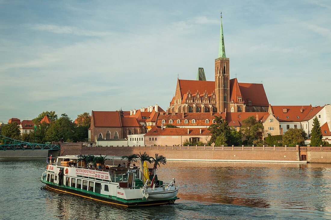 Sonnenuntergang bei Ostrow Tumski, Breslau, Polen.