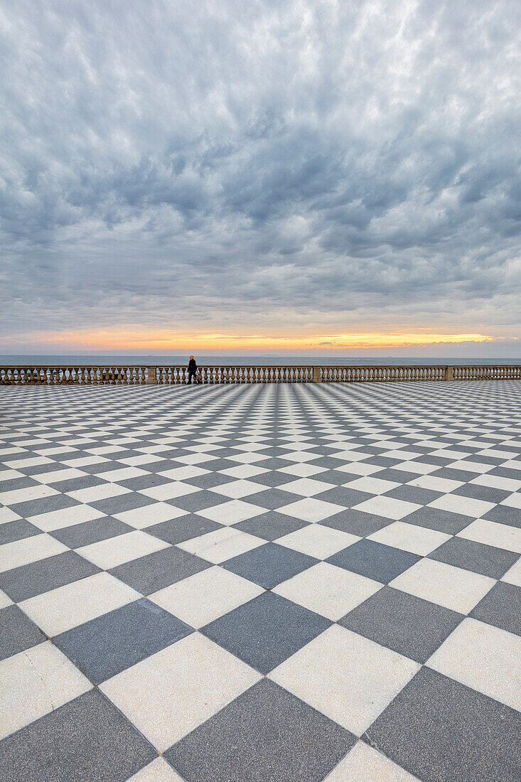 A stormy sunset at Terrazza Mascagni, Livorno, Tuscany, Italy