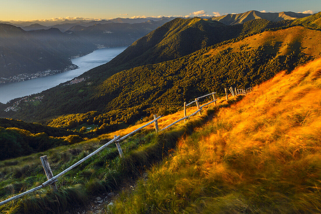 Sunset on Bolettone mount, lake como, Como province, Lombardy, Italy, Europe