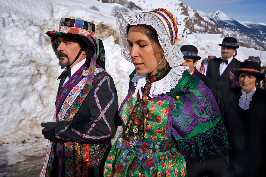 Varaita-Tal, Cuneo, Bellino, Piemont, Italien, Alpenkarneval La Beo de Blins