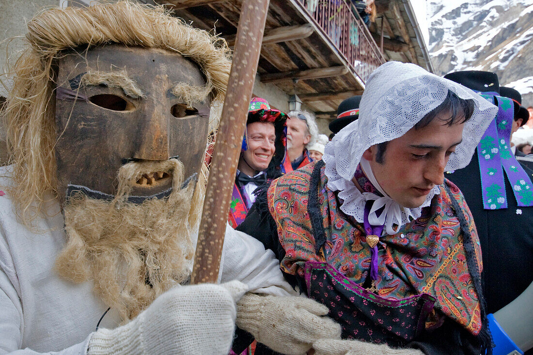 Varaita valley,Cuneo,Bellino,Piedmont,Italy, Alpine carnival La Beo de Blins