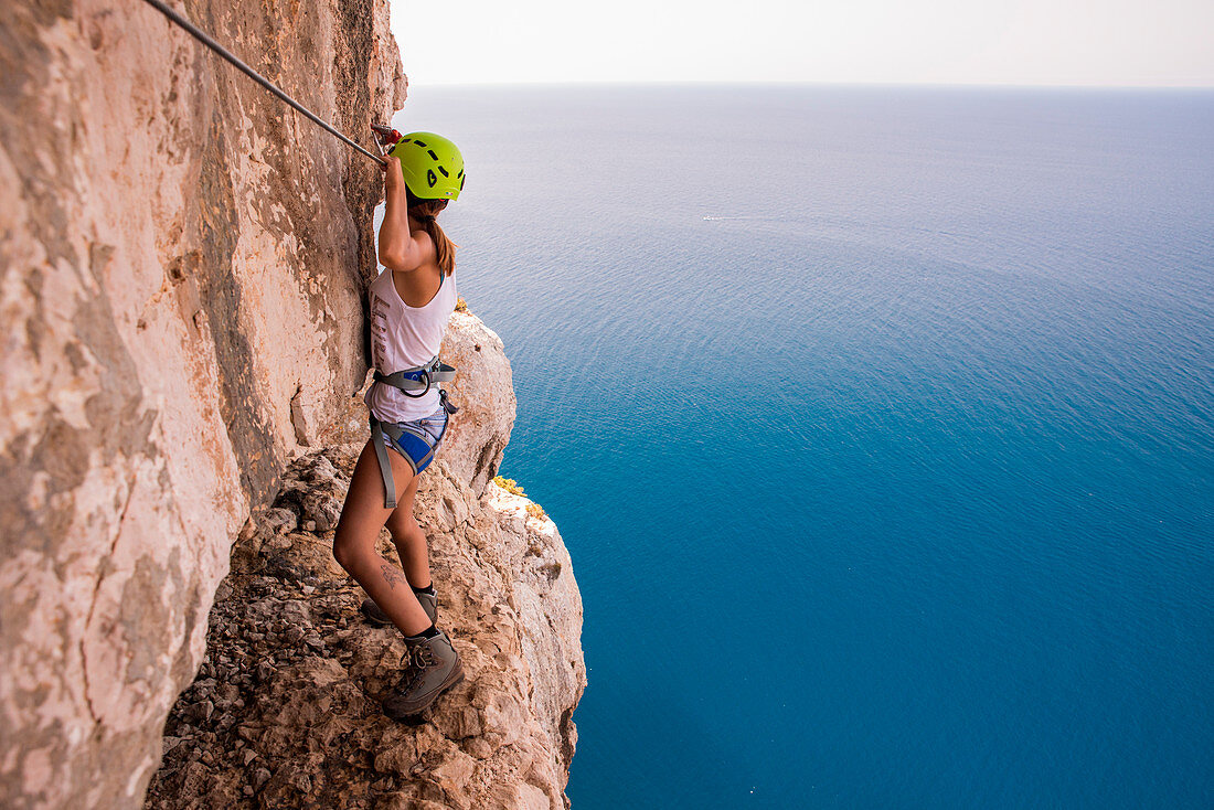 Klettersteig von Cabirol, capo caccia, alghero, Provinz Sassari, Italien, Europa