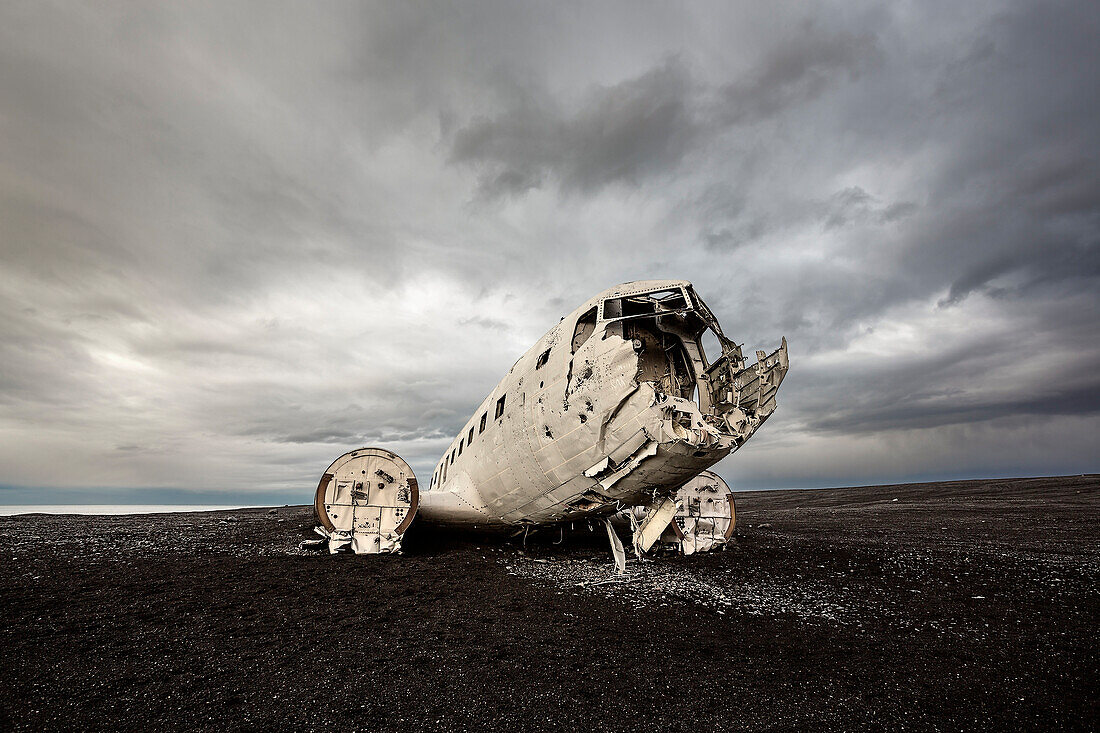 DC 3 abandoned on Black Beach,Vik I Myrdal, Iceland