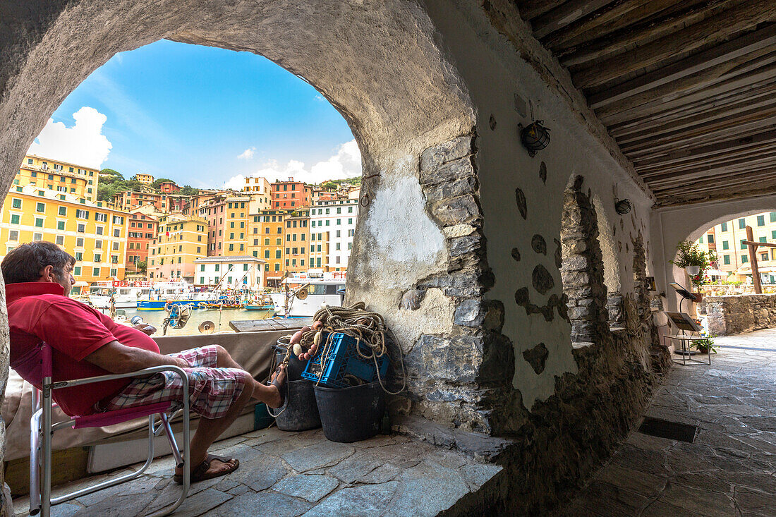 Sea port of Camogli village, Genova district, Liguria, Italy