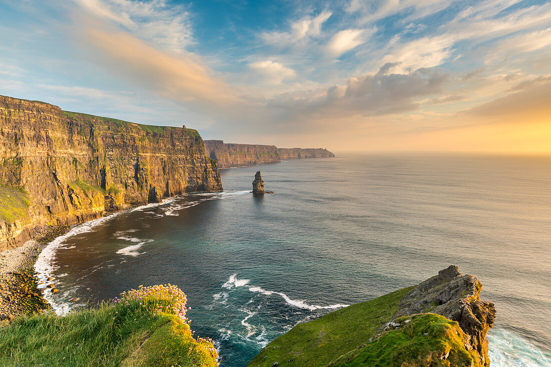 Cliffs of Moher at sunset, Liscannor, Co, Clare, Munster province, Ireland