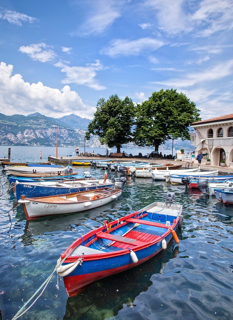 Italy, Trentino, Lake Garda, Marina of the town of Malcesine