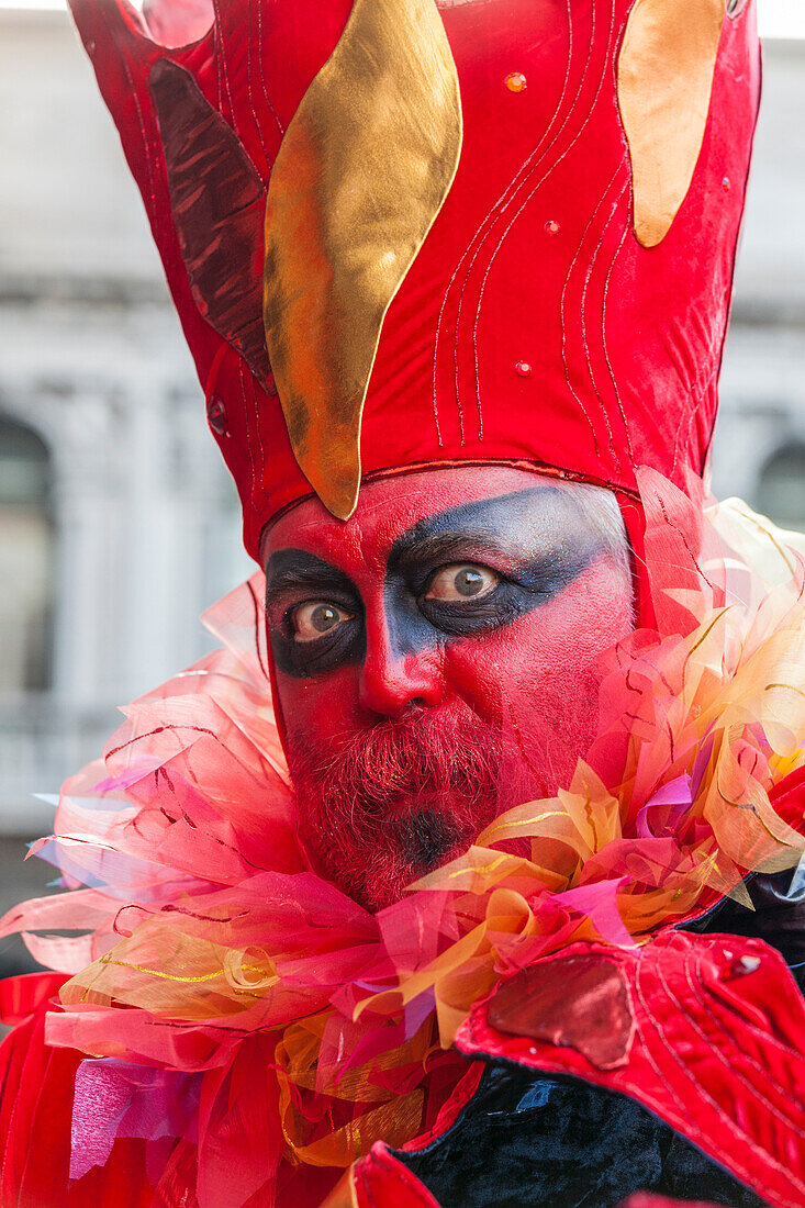 Colorful costume of Carnival of Venice famous festival worldwide Veneto Italy Europe