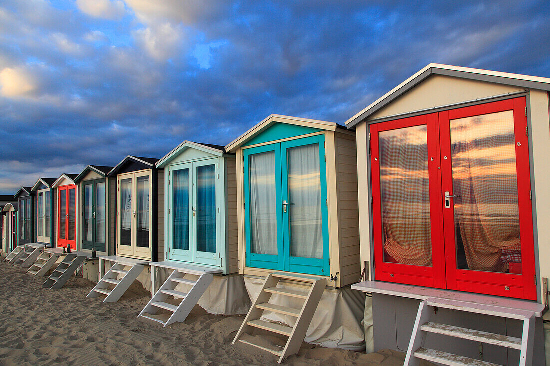 Nederlands. North Holland. Wijk aan Zee. Beach huts.