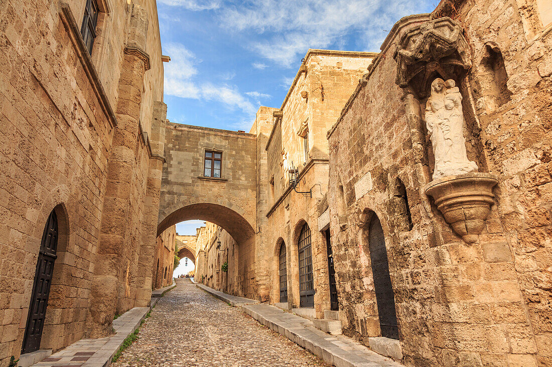 French Chapel and Inns, Street of the Knights, Medieval Old Rhodes Town, UNESCO World Heritage Site, Rhodes, Dodecanese, Greek Islands, Greece, Europe