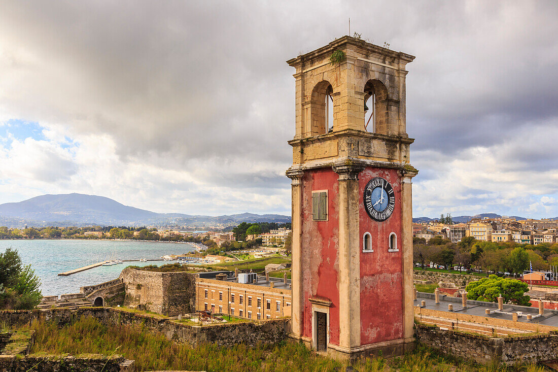 Clock Tower, Old Fortress and Old Town, Corfu Town, UNESCO World Heritage Site, Corfu, Ionian Islands, Greek Islands, Greece, Europe