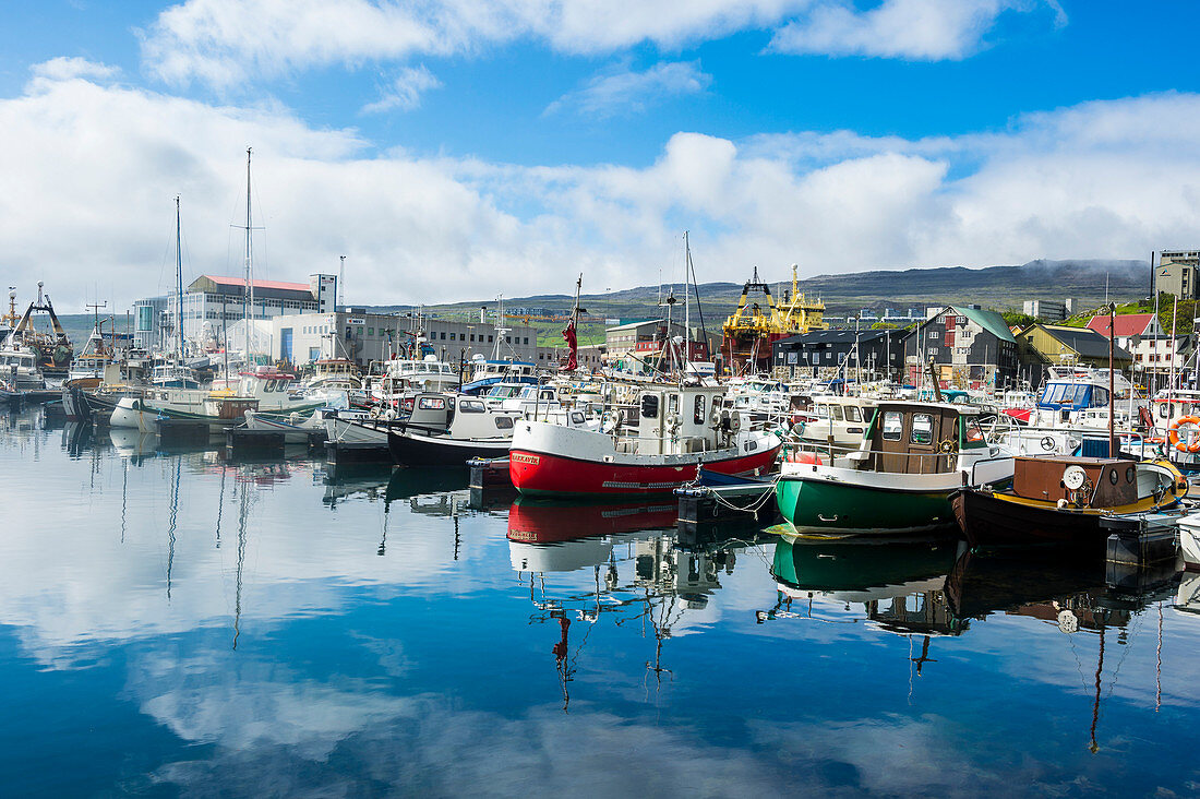 Harbour of Torshavn, capital of Faroe Islands, Streymoy, Faroe Islands, Denmark, Europe