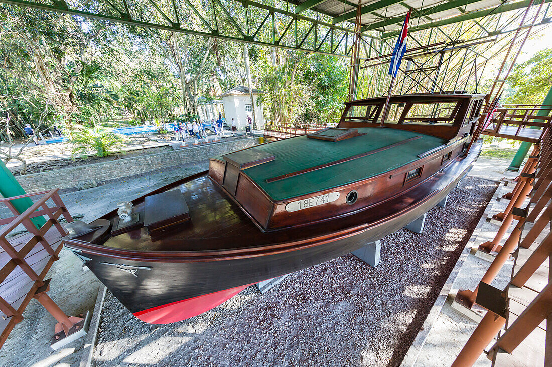 Ernest Hemingway's boat named Pilar at Finca Vigia ,Finca La Vigia, in San Francisco de Paula Ward in Havana, Cuba, West Indies, Central America