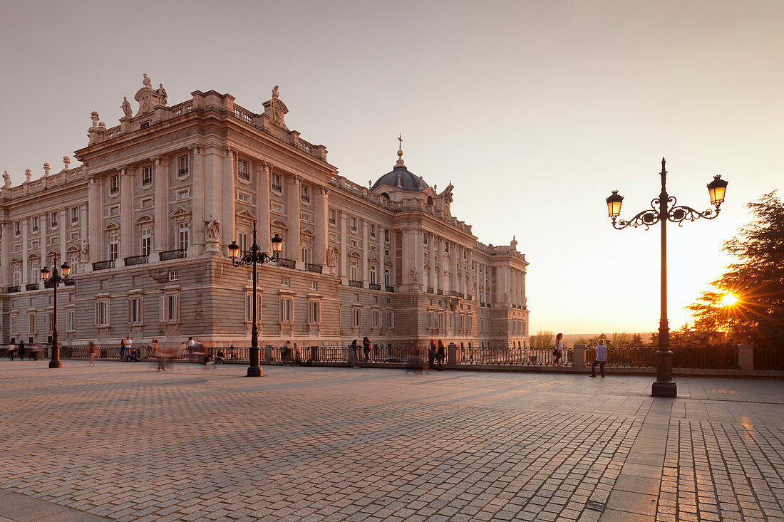 Royal Palace ,Palacio Real, at sunset, Madrid, Spain, Europe