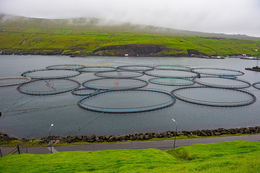 Fish farm in the Faroe Islands, Denmark, Europe