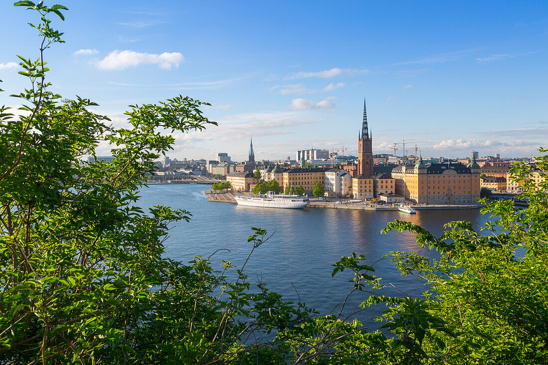 Riddarholmen Church and city skyline from Sodermalm, Stockholm, Sweden, Scandinavia, Europe