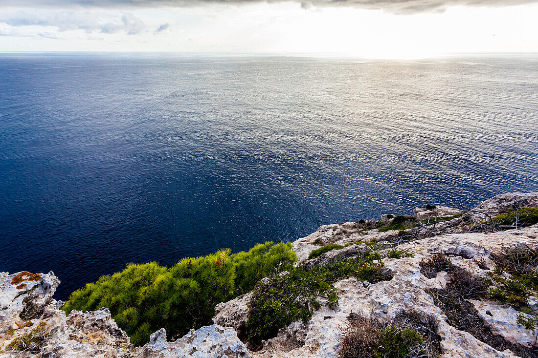 View from the terrace of the lighthouse Cap Blanc, Mallorca, Balearic Islands, Spain