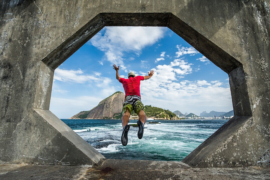 Blick vom Fort Laje in der Bucht von Guanabara, Rio de Janeiro, Brasilien