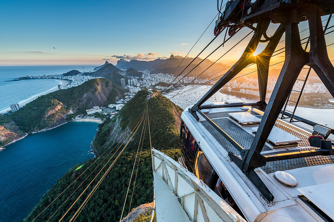 View from Pão de Açúcar (Sugar Loaf Mountain) during sunset in Rio de Janeiro, Brazil