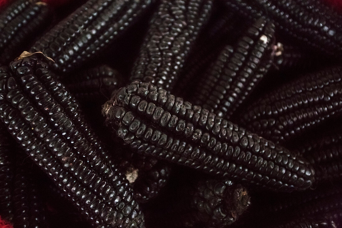 Blue corn in a market in Cusco, Peru.