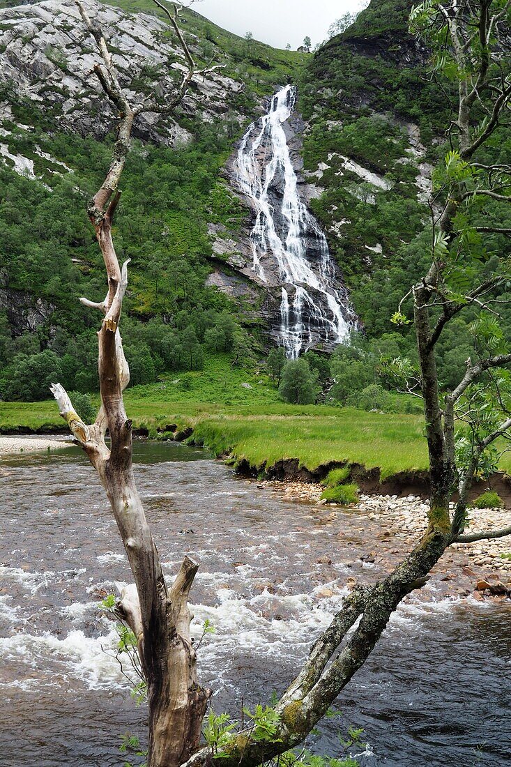 Waterfall under the Ben Nevis in the Glen Navis near Fort William, Scotland