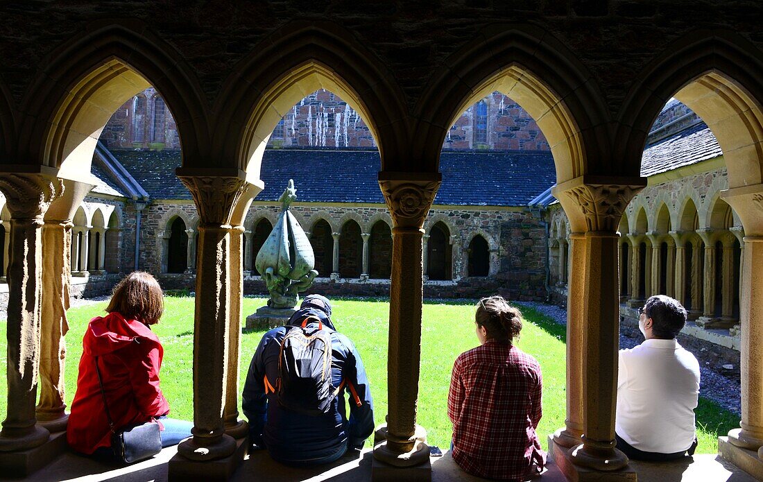 Cloister of the Abbey on the Island of Iona, southpart of the Isle of Mull, Scotland