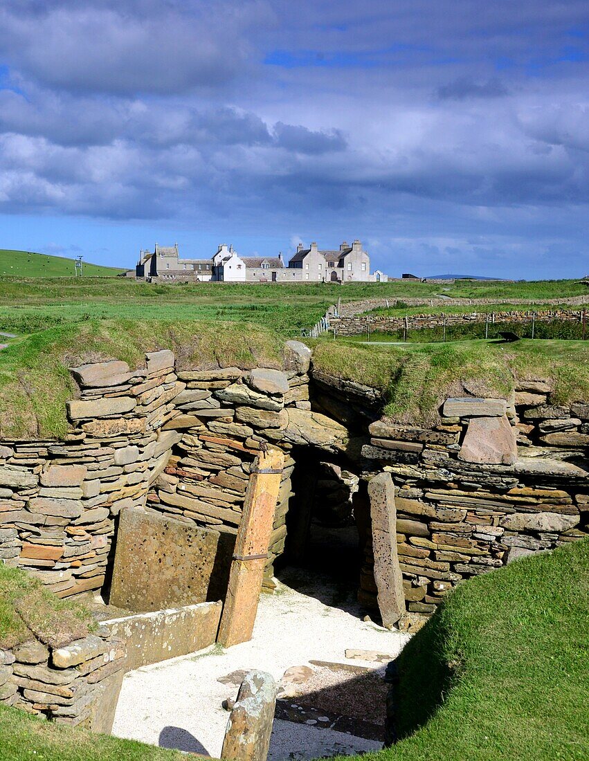 Archeolog. Sight of Skara Brae on the island of Mainland, Orkney Islands, outer Hebrides, Scotland