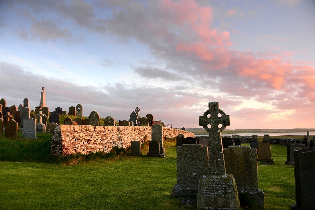 Cemetary at the Loch Harray, the island of Mainland, Orkney Islands, outer Hebrides, Scotland