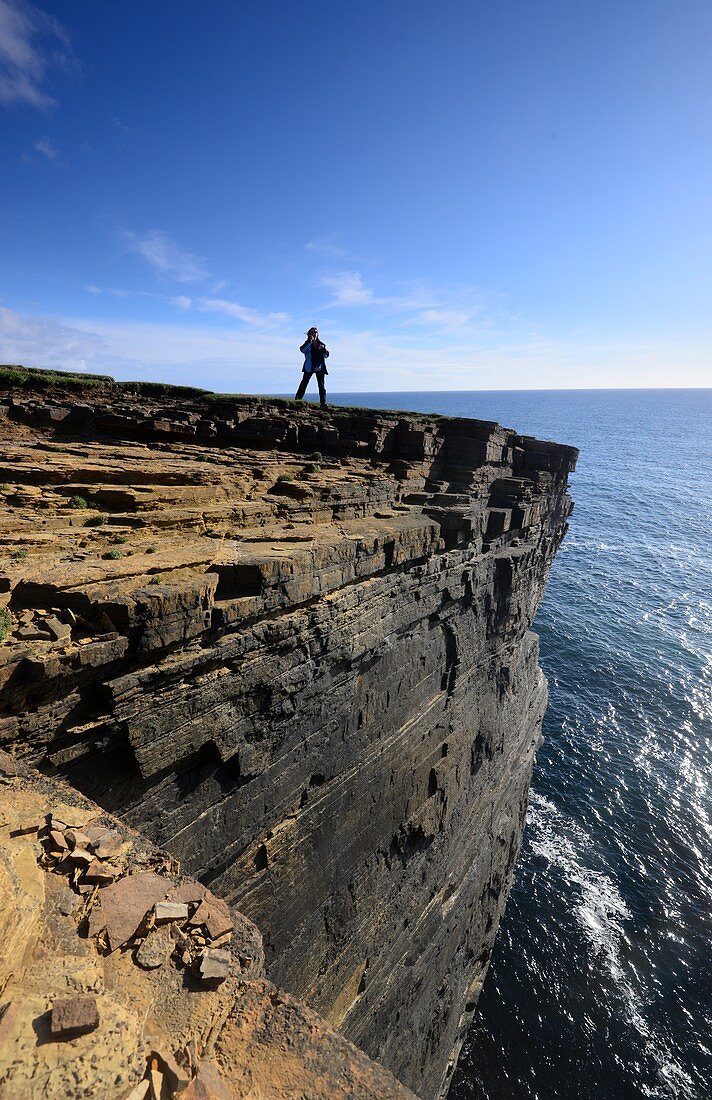 At the cliffs of the westcoast, the island of Mainland, Orkney Islands, outer Hebrides, Scotland