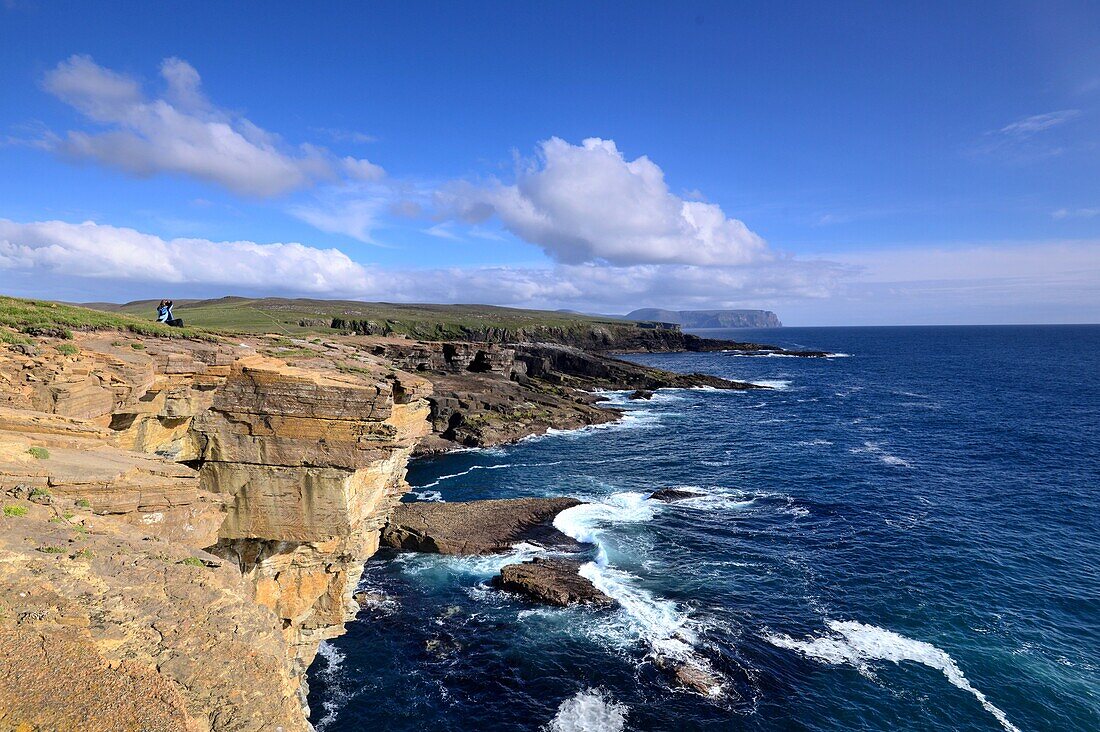 At the cliffs of the westcoast, the island of Mainland, Orkney Islands, outer Hebrides, Scotland