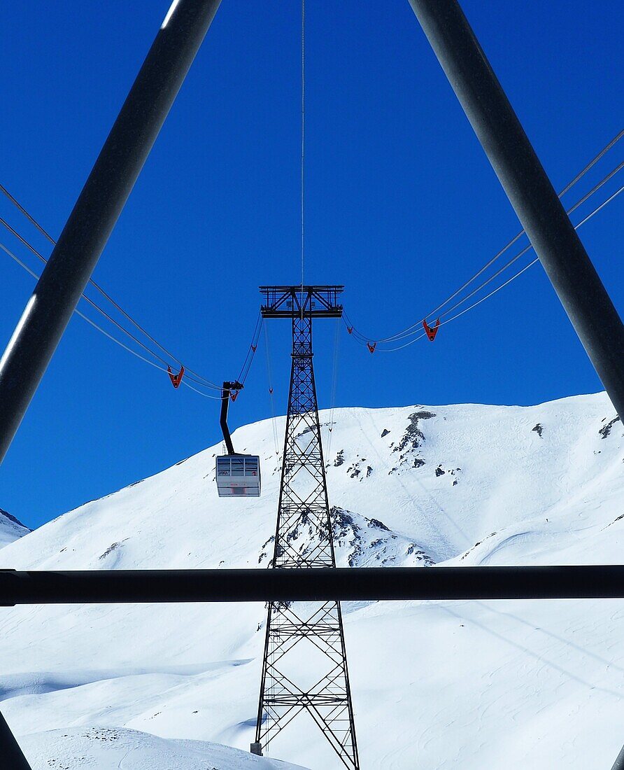 Cable car Piz Val Gronda, Skiarea of Ischgl, Tyrol, Austria
