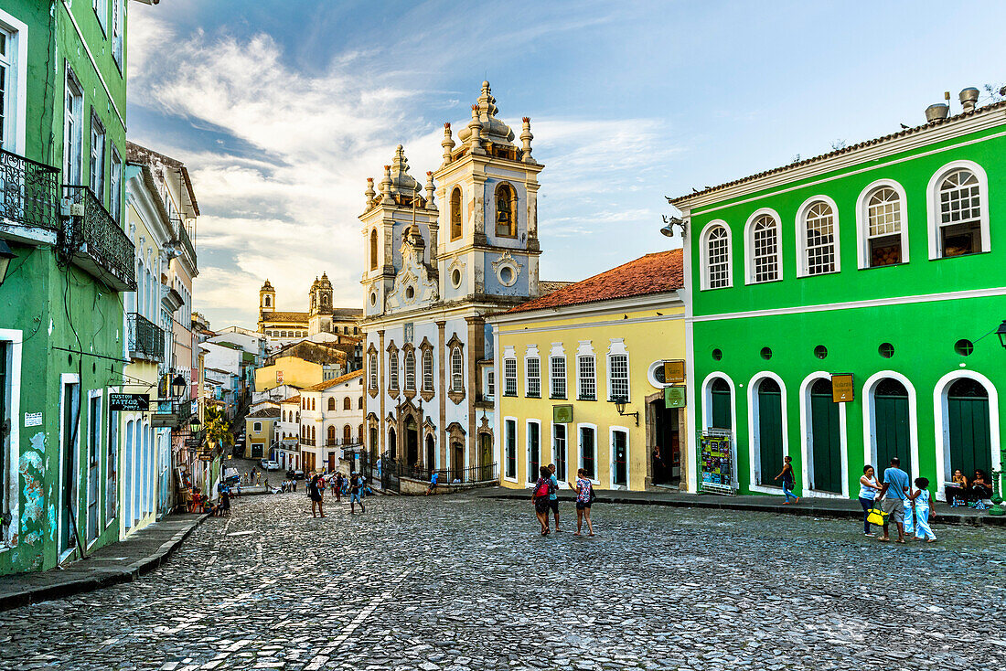 Pelourinho district in the old historic downtown of Salvador, Bahia, Brazil