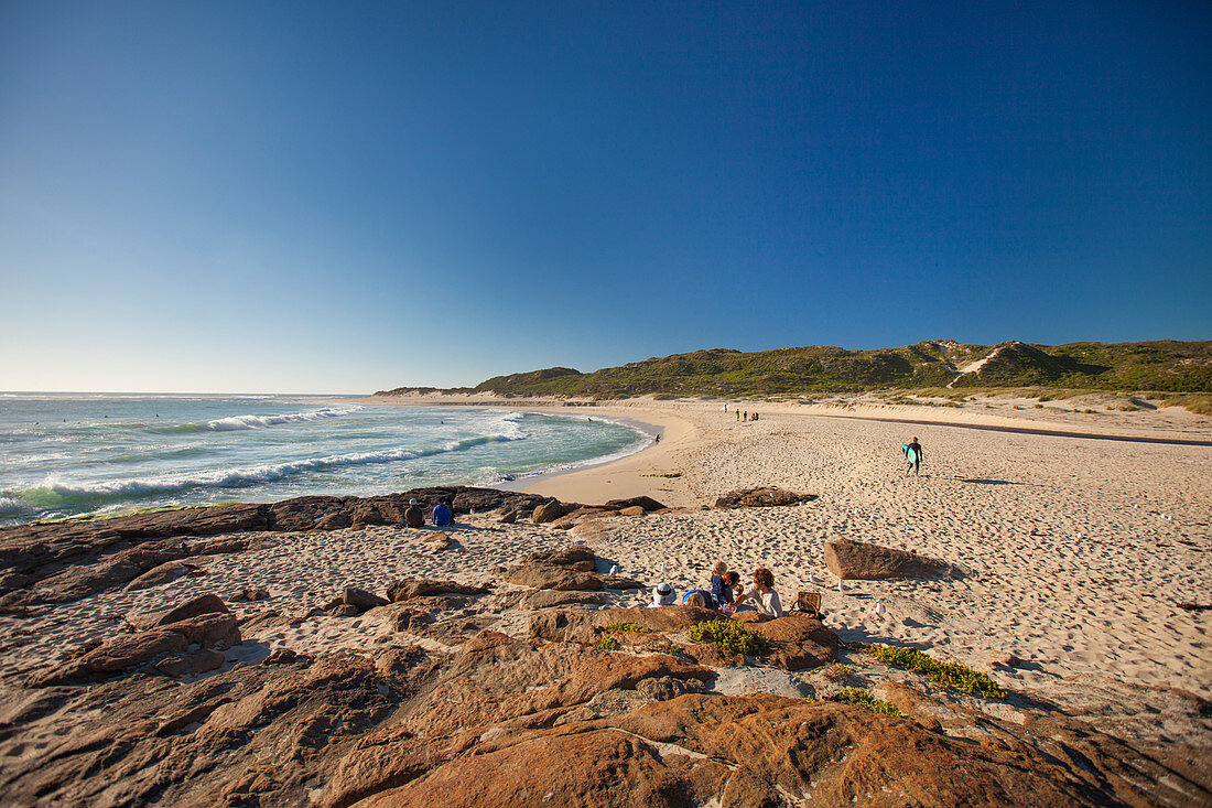 Prevelly Beach, gesehen von Surfer's Point in Margaret River, Western Australia