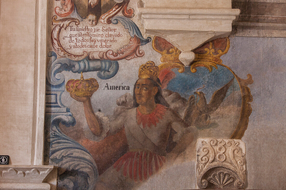 Mexiko, Bundesstaat Guanajuato, Barockfresko am Eingang für Amerika, Heiligtum von Jesus Nazareno de Atotonilco, 18. Jahrhundert