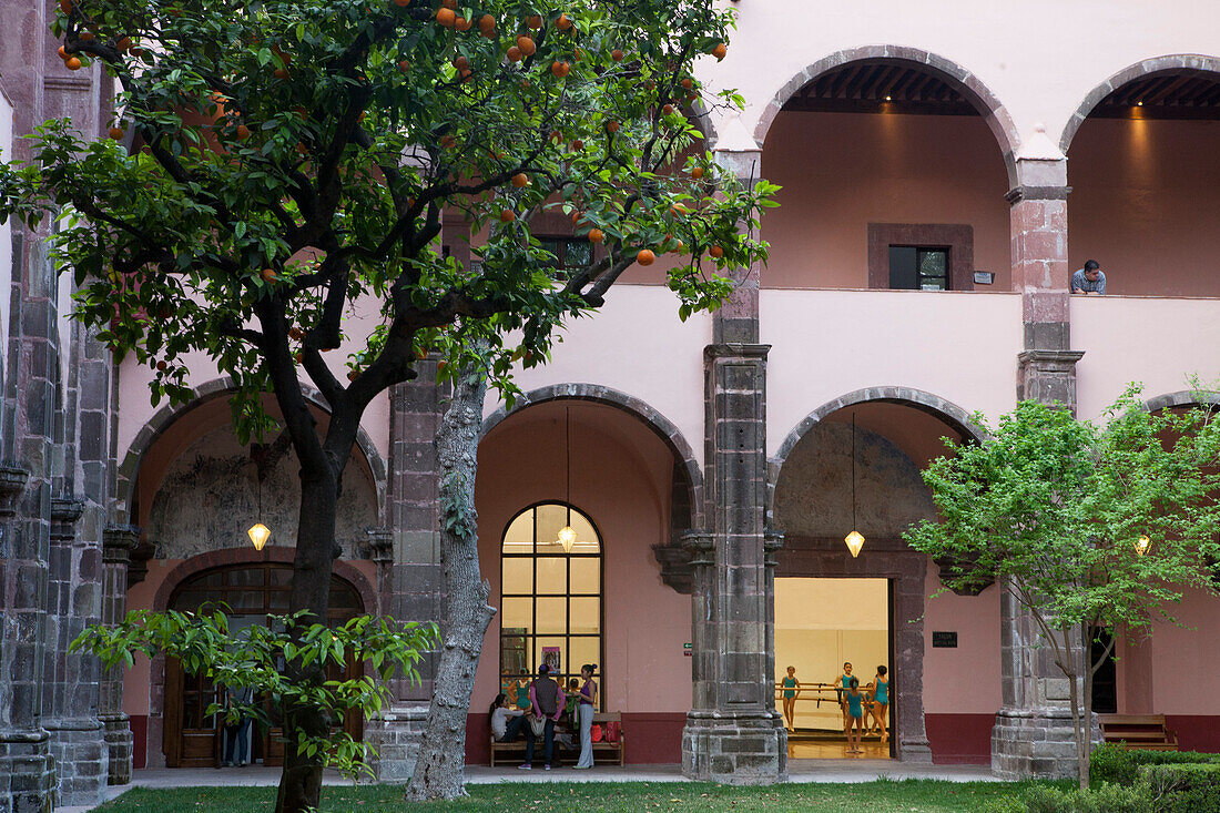 Mexico, State of Guanajuato, San Miguel de Allende, Patio of the Cultural Center El Nicromante, old cloister, Fine arts