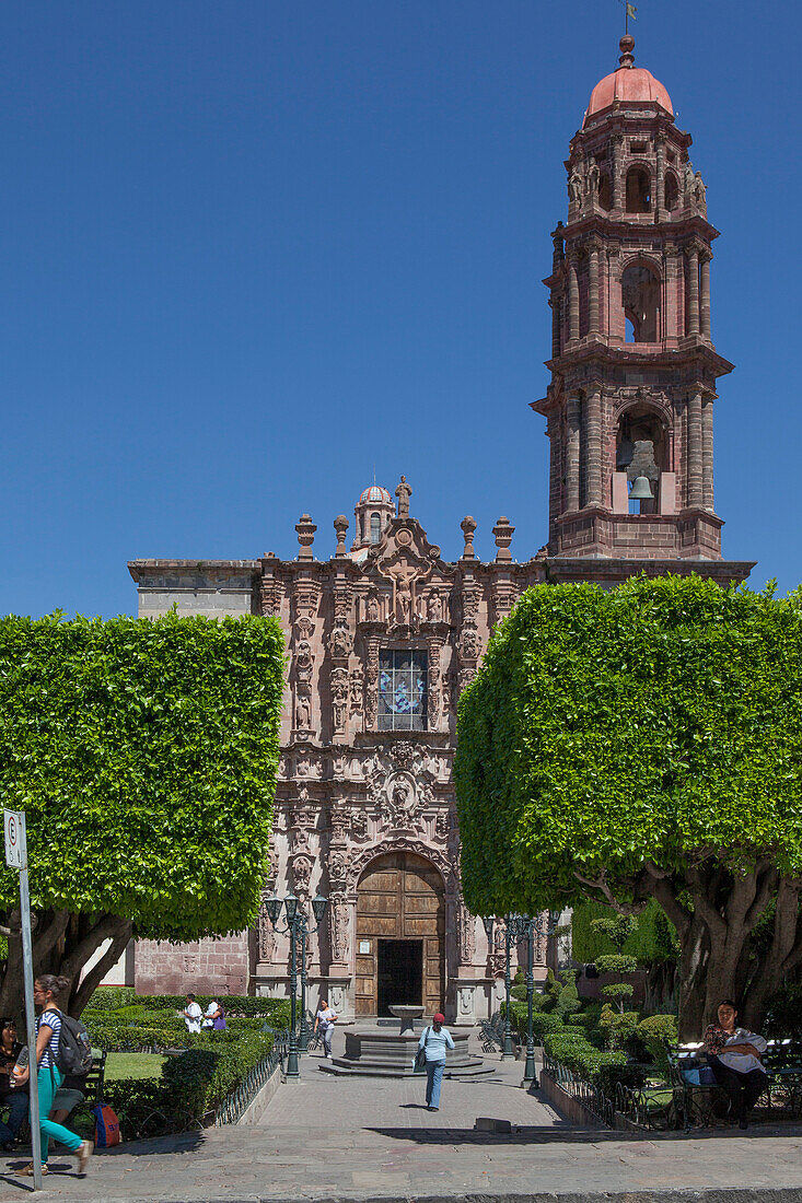 Mexico, State of Guanajuato, San Miguel de Allende, San Francisco de Sales church, 18th century, churrigueresque portal