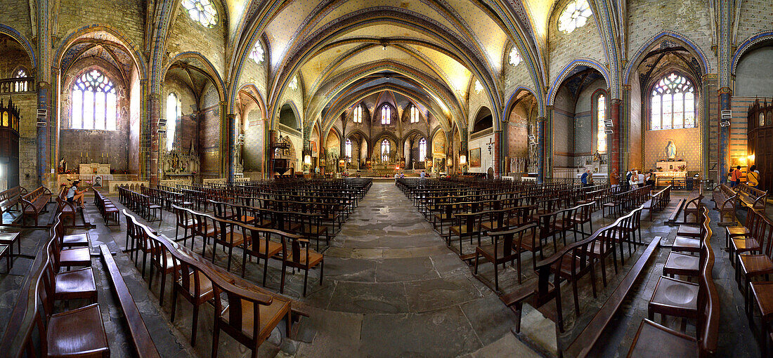 France, Ariege, panoramic view of the interior of the Cathedral of Mirepoix