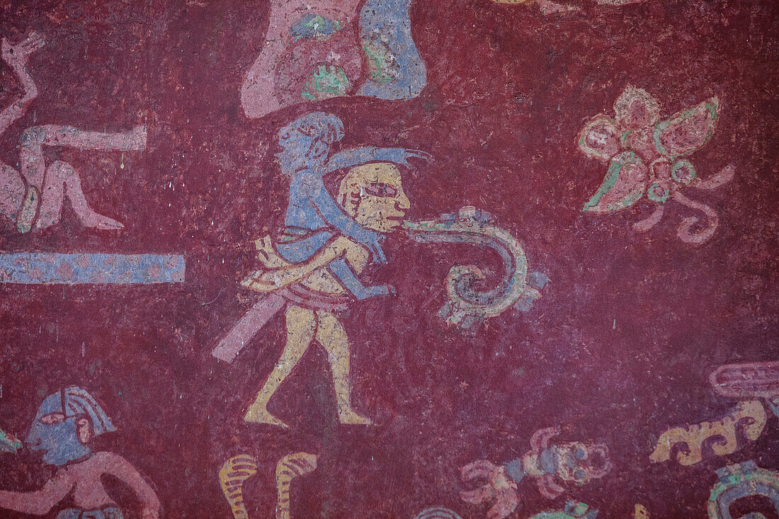 Mexico, State of Mexico, Teotihuacan archaeological pre-Columbian 200 BC, a UNESCO World Heritage Site. Frescoes of the Palacio de Tepantitla