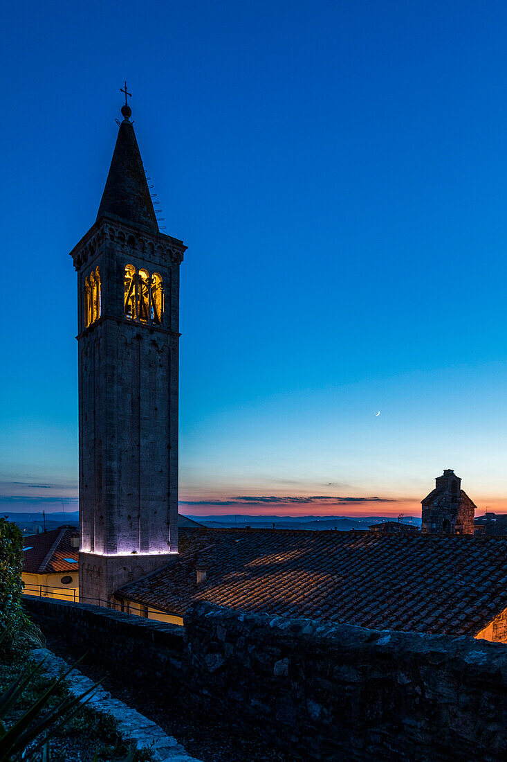 Church tower at night