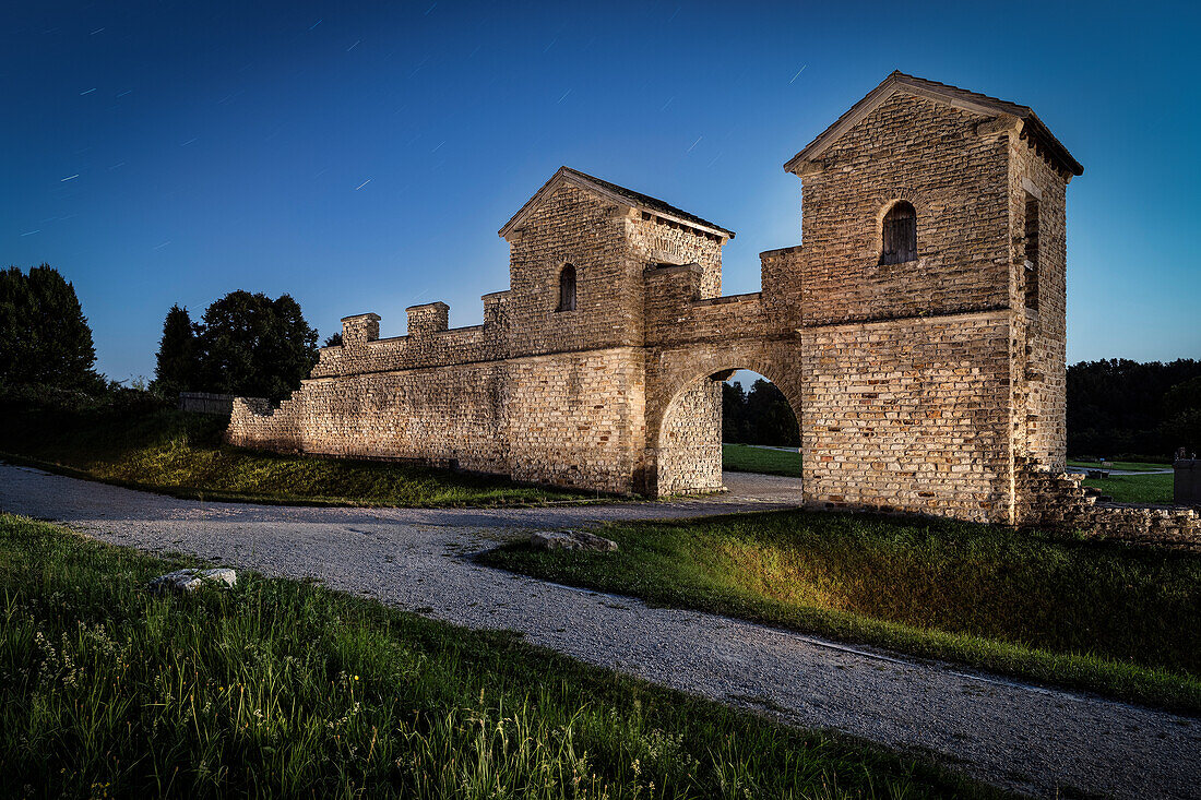 UNESCO World Heritage Limes roman border, fort entrance, eastern fort Welzheim, Baden-Wuerttemberg, Germany