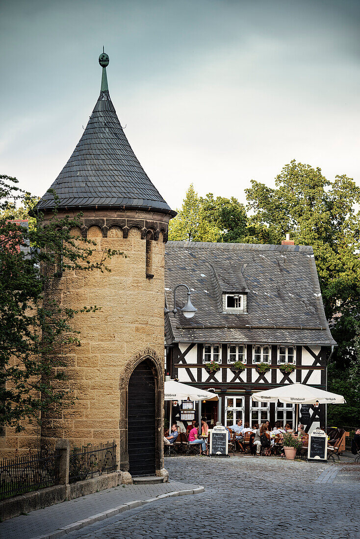 UNESCO World Heritage historic old town of Goslar, tower and framework house, Harz mountains, Lower Saxony, Germany