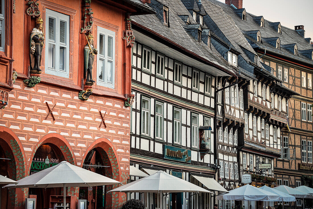 UNESCO World Heritage historic old town of Goslar, detail of framework houses, Harz mountains, Lower Saxony, Germany