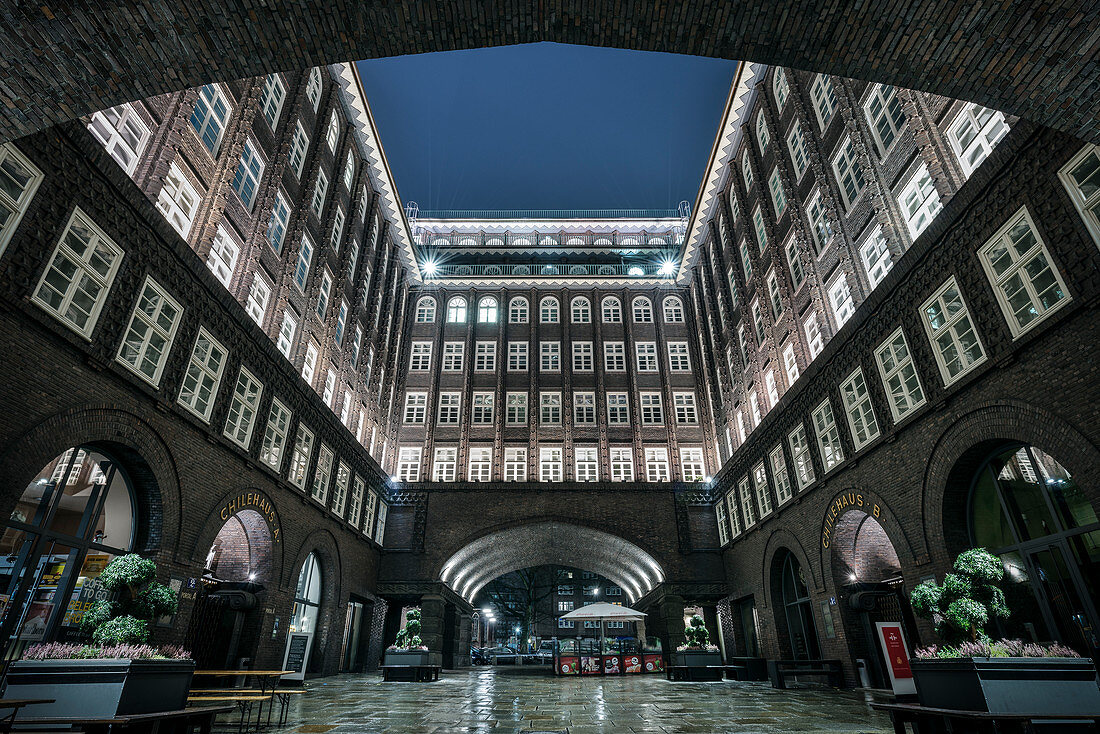 UNESCO Welterbe Kontorhausviertel, Chilehaus Innenhof, Hansestadt Hamburg, Deutschland